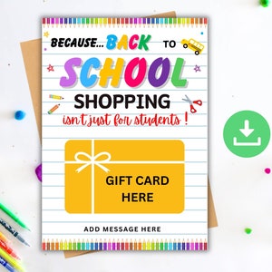 Porte-carte cadeau pour la rentrée des classes pour enseignant, Carte-cadeau pour la rentrée des classes, Carte-cadeau shopping pour enseignant, Fournitures scolaires pour enseignant, PTA cadeau