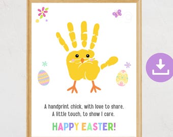 Easter Handprint Craft for Toddlers, Easter Chick Handprint Art, Homeschool DIY Keepsake Craft, Spring Handprint Craft