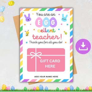 Porte-cartes cadeau de Pâques pour professeur, Vous êtes un excellent professeur, Porte-cartes cadeau café de Pâques, Carte de remerciement pour professeur, Cadeau pour professeur d'école