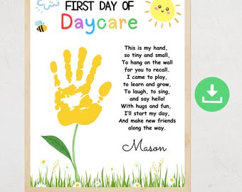 Daycare Handprint Art Keepsake: First Day Poem (Digital Download)