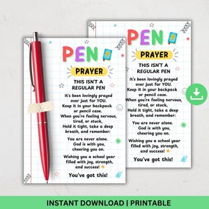 Pen Prayer Tags, Pencil Prayer Tag, Back to School Backpack Blessing, Christian First Day of School Gift, Pencil Religious Tag, Church Tag