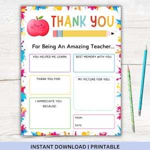 Geschenk für Lehrer, Danke, Lehrer zum Ausdrucken, Lehrer-Danke, Malseiten, Lehrergeschenkbrief, Alles über meinen Lehrer