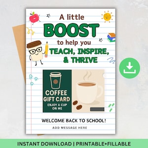 Porte-cartes pour la rentrée des classes, Porte-cartes pour le café, Carte-cadeau pour le café des enseignants, Cadeau de la prise de force pour le personnel de la rentrée scolaire, Rentrée des classes