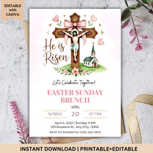 Editable He Is Risen Brunch Invitation: Easter Sunday (Digital Download)