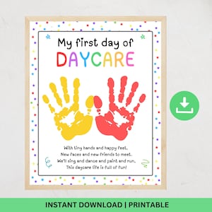 My First Day Of Daycare Handprint Art, Toddler Footprint Art Keepsake, Daycare Handprint Poem, First Day Toddler Activity, Keepsake Memory