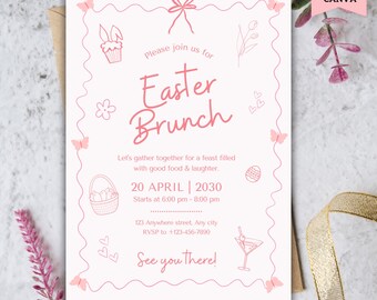 Whimsical Easter Brunch Invitation: Bunny Egg Hunt Invite (Digital Download)