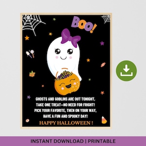 Halloween Treat Sign, Halloween Trick-Or-Treat Sign, Trick or Treat Favor Sign, Please Take One Sign, Halloween Door Sign, Porch Sign