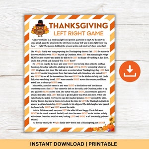 Thanksgiving Left Right Game, Left Right Story, Pass the Gift Exchange