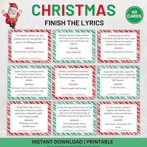 Christmas Finish The Lyrics Game, Christmas Song Trivia Game, Christmas Carol Finish the Phrase, Christmas Party Game