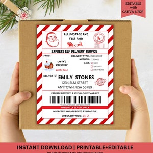 Verzendlabel adres kerstman, Noordpoolpost bezorging, kerstpostverzendlabel, label aankomstdoos kerstman, label kerstman