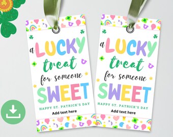 A Lucky Treat for Someone Sweet St. Patrick’s Day Tag, Printable Classroom Treat Tags, Kids Party Favor Tags
