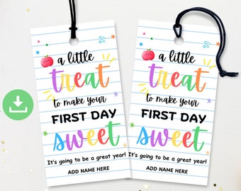 Étiquette-cadeau pour la rentrée des classes, Une petite gâterie pour rendre votre premier jour sucré, Étiquette-cadeau pour la rentrée des enseignants, Étiquette de cadeau pour la rentrée des classes