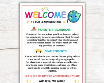 Welcome Back to School Letter for Parents and Students, First Day of School Welcome Back Letter,  Student Card Gift from Teacher
