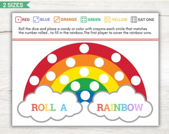 St. Patrick's Day  Roll a Rainbow Game, Rainbow Activity for Kids, Classroom Rainbow Activity, Kids Dice Game, St Paddy Printable Game