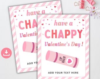 Editable You're The Balm Valentine's Day Card, Printable Lip Balm Holder, DIY Chapstick Valentine Tags, Kids Classroom Chapstick Card