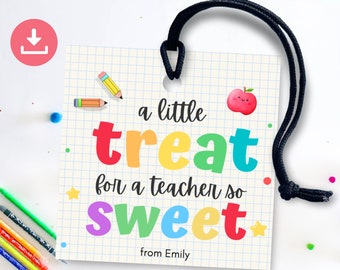 Étiquette imprimable d'enseignant de gourmandise, étiquettes d'appréciation de l'enseignant, faveurs de l'enseignant rentrée des classes, étiquettes de remerciement pour l'enseignant