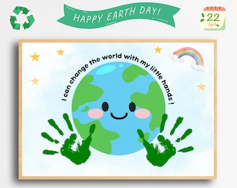 Earth Day Handprint Art, Earth Day Handprint Craft, Earth Day Keepsake Activity, Toddler Preschool Kindergarten Daycare Keepsake For Kids
