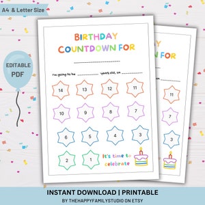 Countdown Calendar for Kids, Kids Birthday Countdown Calendar, Birthday Advent Calendar, How Many Days Until Birthday, Birthday Tracker