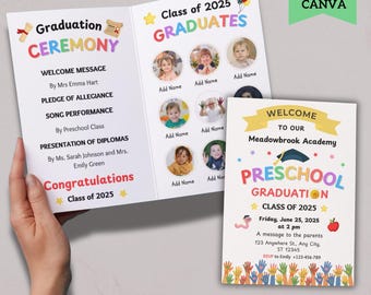Editable Preschool Graduation Program Template (Canva Digital Download)