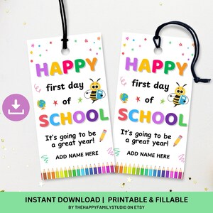 First Day of School Gift Tags: Printable Class Favors (Digital Download)