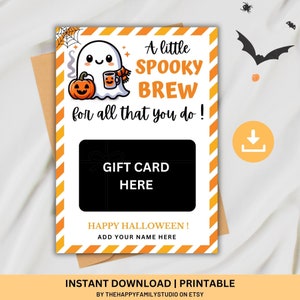 Halloween-Kaffee-Geschenkkartenhalter, Halloween-Geschenkkarte, Lehrer-Kaffee-Geschenkkarte, Ein gruseliges Gebräu nur für Sie, Halloween-Dankeschön-Geschenk