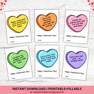 Grappige collega valentijnskaarten, Candy Hearts-kaarten, kantoor Valentijnsdag, cadeaulabel collega, voor baas, collega, medewerkers Office Party
