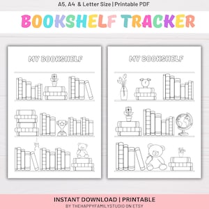 Bookshelf Reading Log, Reading Tracker Printable, Book Tracker 30 & 50 Books, Bookshelf Printable Template, Books I&#39;ve Read, Reading Planner