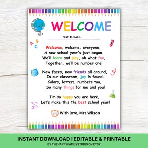 Carta de bienvenida de regreso a la escuela para estudiantes, tarjeta escolar de regalo para maestros, estudiantes, carta de regreso a la escuela del maestro, regalo de poema del maestro