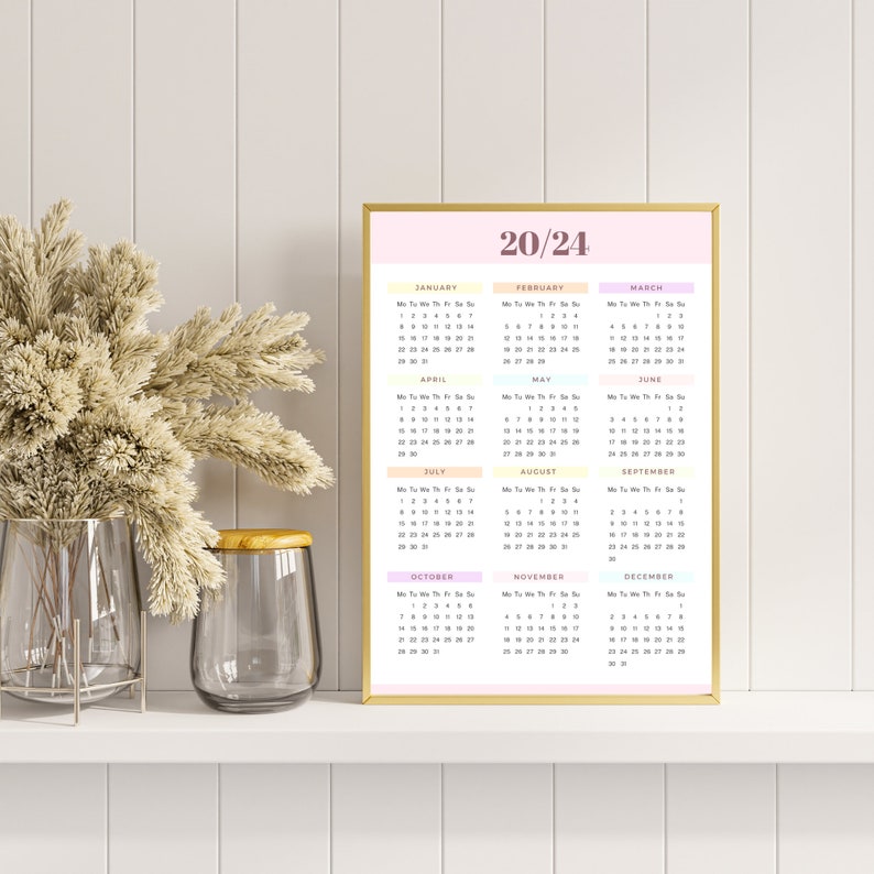 2024-2026 Yearly Calendar Printable, Year Wall Calendar, Yearly Planner ...