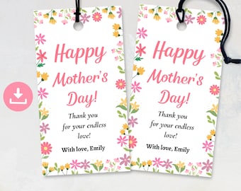 Happy Mother's Day Gift Tag, Mother Day Favor Tag, Floral Mother Day Tag, Mothers Day Cookie Tag, DIY Floral Gift Bag Label for Mother’s Day