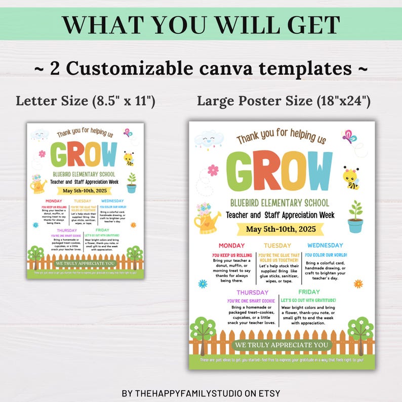 Spring Time Appreciation Week Teacher Appreciation Week Flyer Template: Spring Garden Theme (digital ...