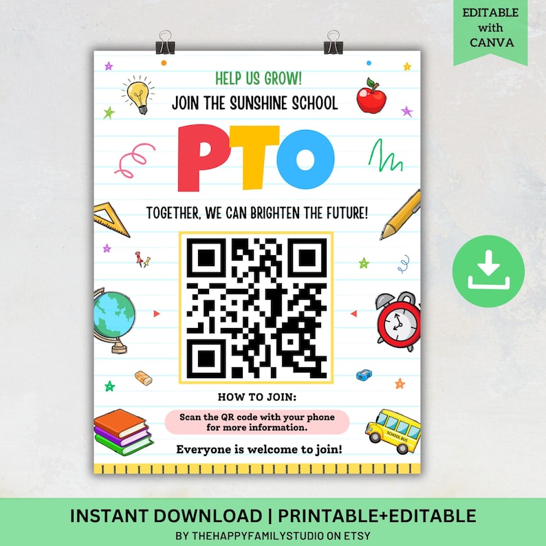 Editable Join the PTO Flyer Template, PTO Flyer With QR Code, Parent ...