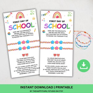 First Day Of School Bracelet Gift Tag, Back To School Gift Tag, Mommy and Me Matching Bracelets, Matching Friendship Bracelets Gift Tag