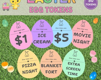 Ostertoken für Ostereierfüller, Ostereiersuche für Kinder, Ostergutscheine, Osterei-Belohnungstoken-Stuffer, Hasenjagd-Belohnungsgutschein