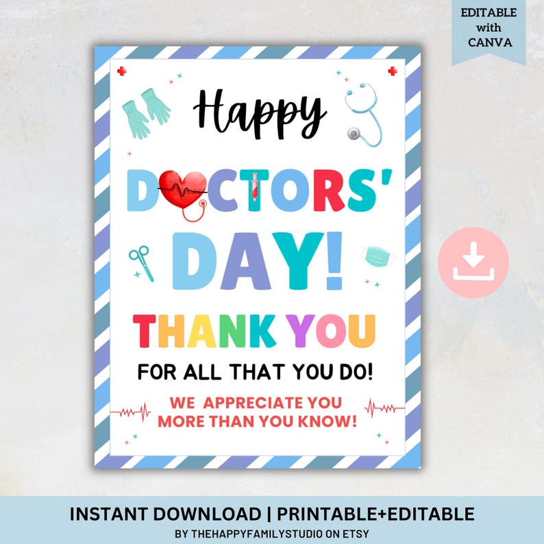 Printable Doctors' Day Appreciation Sign, Medical Office Appreciation ...