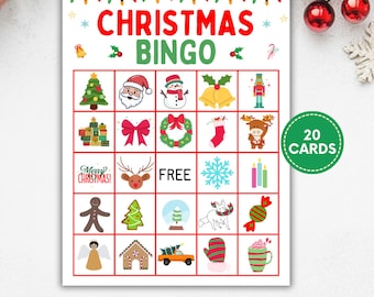 Christmas Bingo Cards, Christmas Bingo Game for Kids and Adults, Christmas Family Activity, Christmas Classroom Game, Kids Party Game