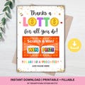 Lotto Gift Card Holder, Lotto Ticket Appreciation Favor Tag, Staff Teacher Appreciation Gift Ticket Holder, Thanks a LOTTO for all you do