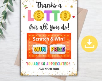 Porta carte regalo Lotto, etichetta omaggio per biglietti della Lotteria, porta biglietti regalo per insegnanti, grazie infinite per tutto quello che fai