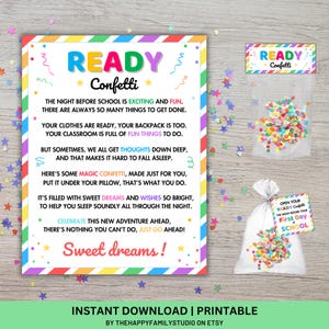 Ready Confetti Poem: Back to School Gift Tag, Treat Bag Topper (Digital Download)