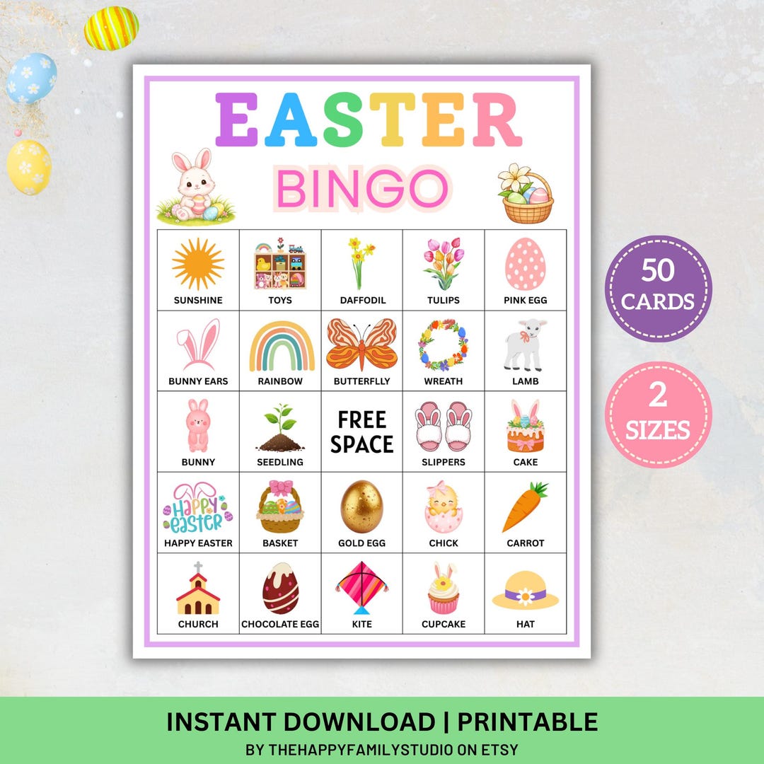Easter Bingo Game Cards, Easter Classroom Activity, Kids Easter Game ...