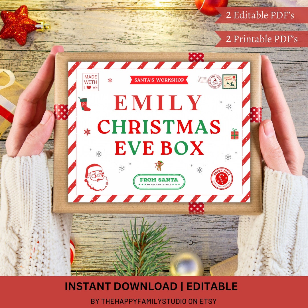 Editable Christmas Eve Box Label Template Christmas Eve Box - Etsy