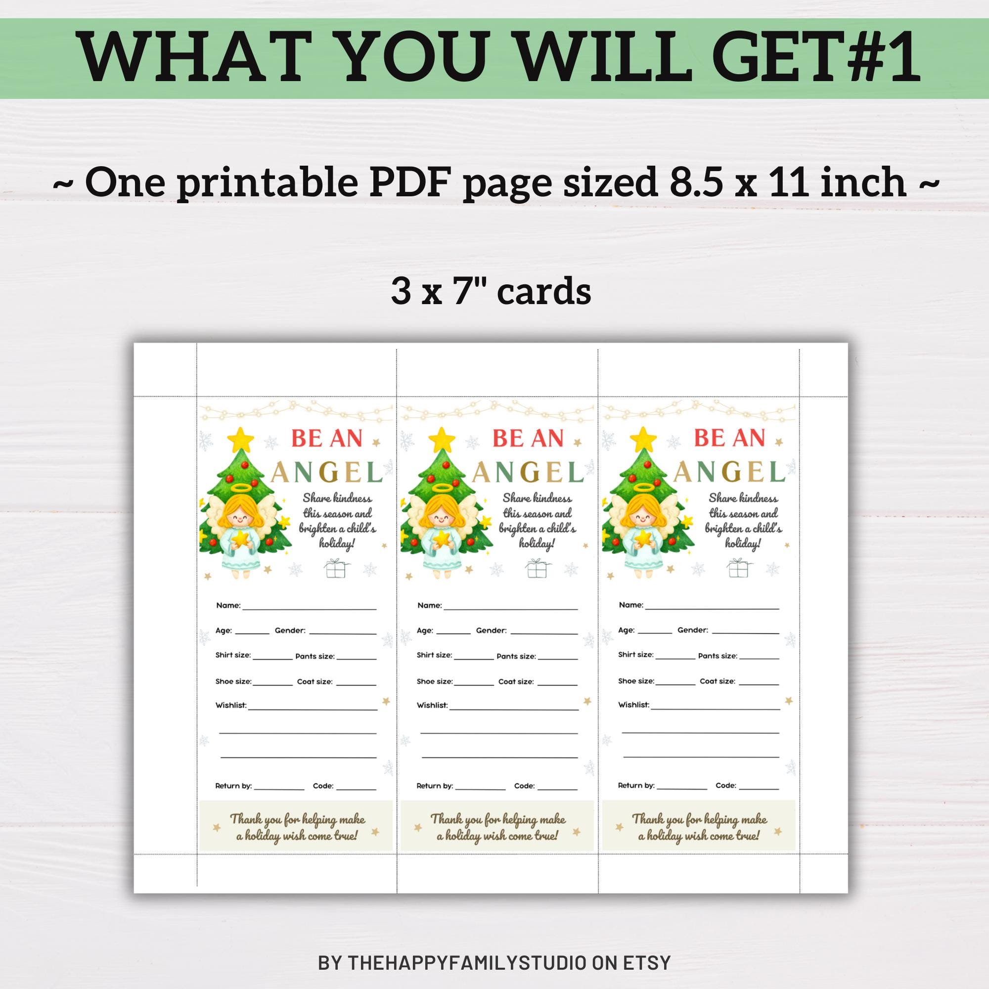 Christmas Angel Tree Tags, Giving Tree Gift Tag, Angel Tree Fundraiser ...