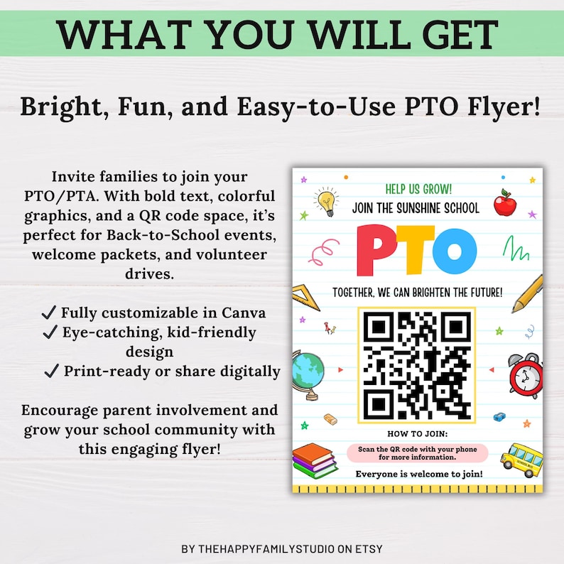Editable Join the PTO Flyer Template, PTO Flyer With QR Code, Parent ...