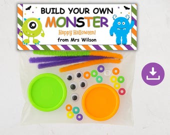 Décoration de sac monstre Halloween, cadeau de fête d'Halloween, cadeau de classe d'Halloween sans bonbons, décoration de sac en pâte à modeler, kit de bricolage monstre