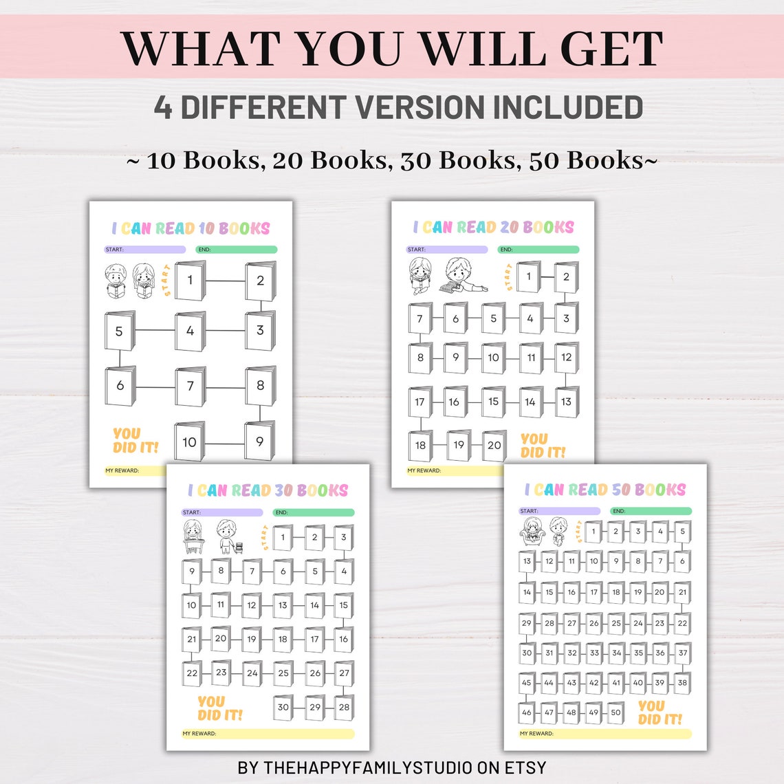 Kids Reading Journal Printable, Book Challenge Tracker, Bookshelf ...