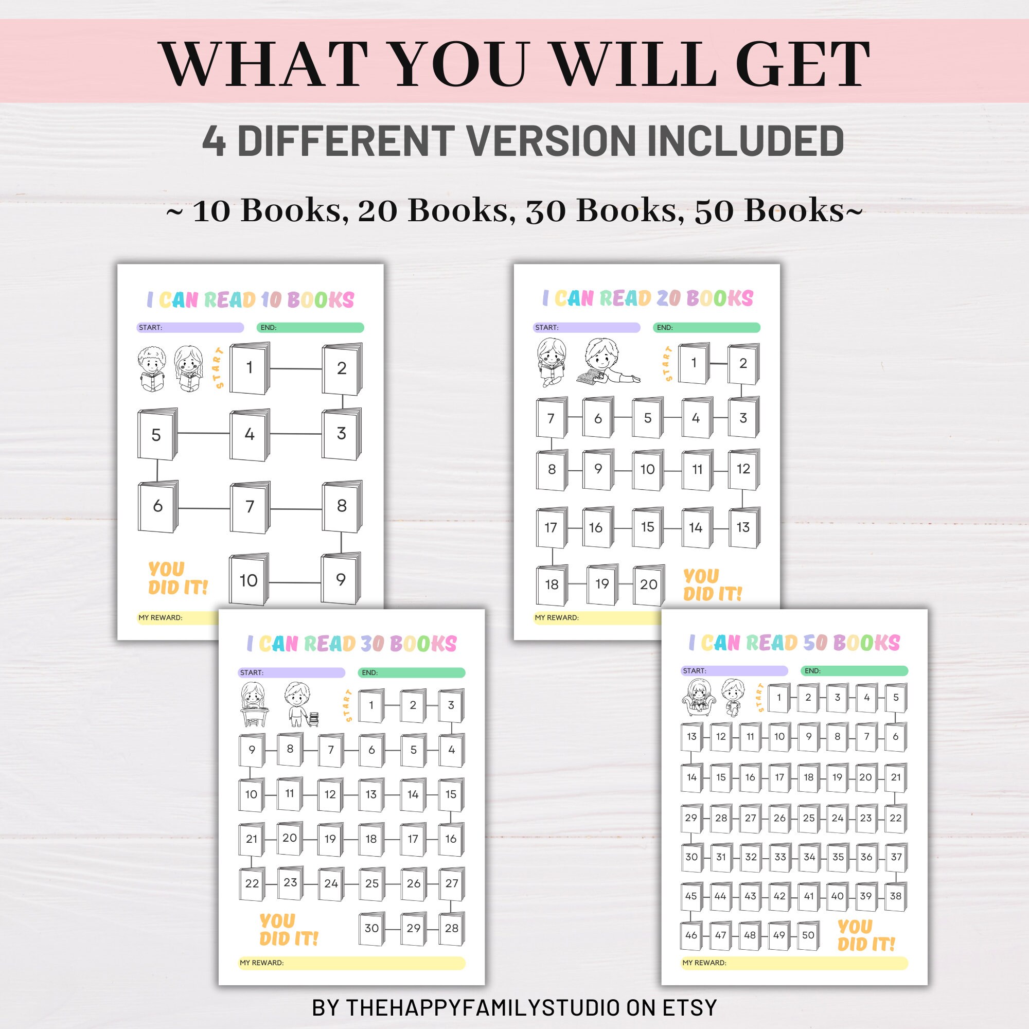 Kids Reading Journal Printable, Book Challenge Tracker, Bookshelf ...