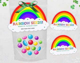 Rainbow Seeds St. Patrick's Day-traktatielabel, St. Patrick's Day-bedankje, snoepzakje, geluksbrenger, St. Patrick's Day-klassnacks