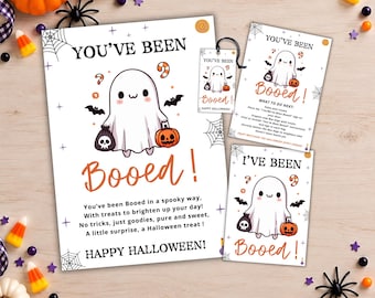 Affiche « Tu as été Booé » à imprimer, panneau « Panier Boo », poème et affiches d'Halloween, affiche d'Halloween pour un collègue de bureau ou un voisin, jeu Boo