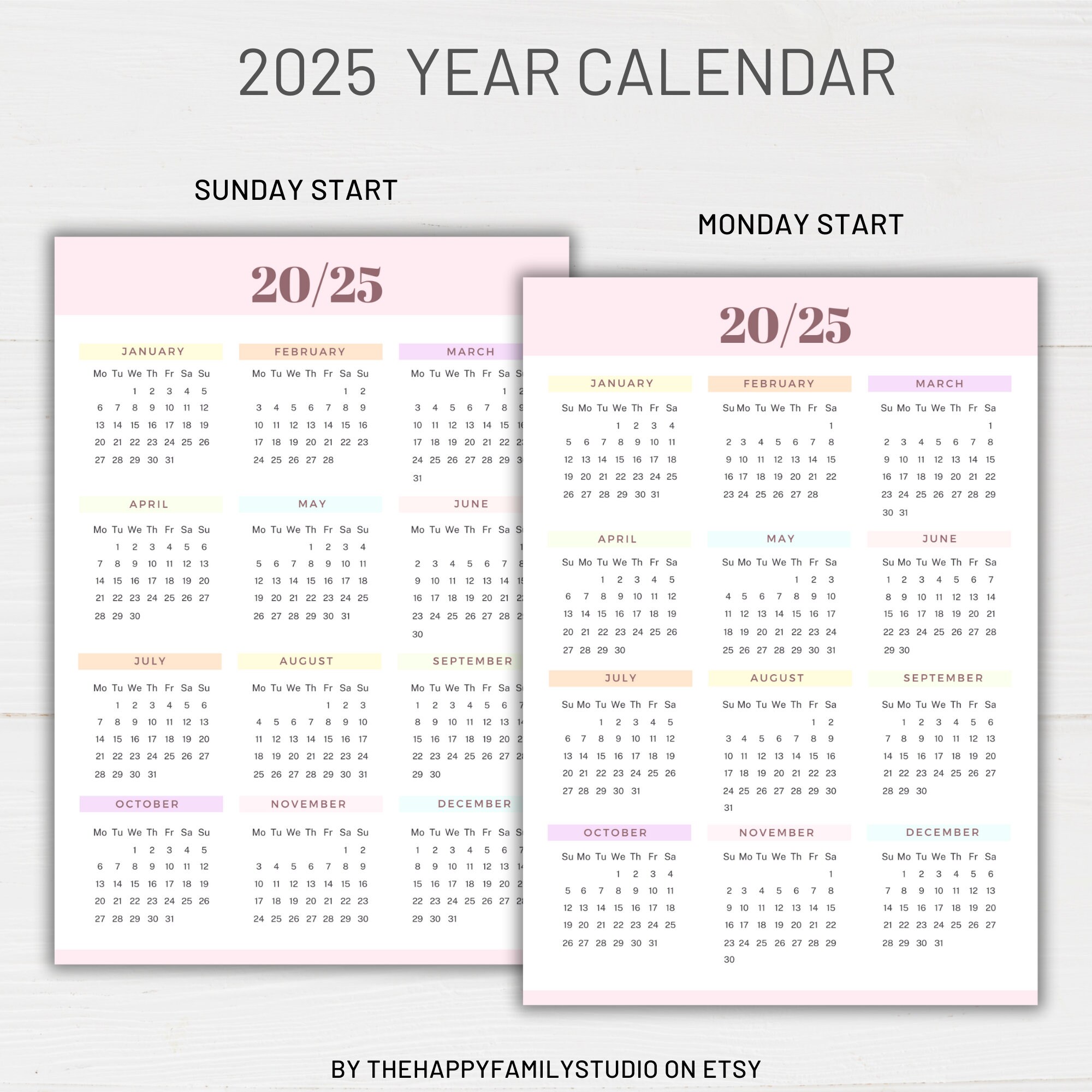 2024-2026 Yearly Calendar Printable, Year Wall Calendar, Yearly Planner ...