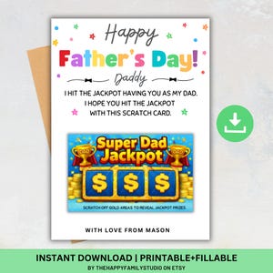 Skraplottshållare för fars dag, personligt lottokort för fars dag, present till farfar, fars dag-present, födelsedagspresent till pappa